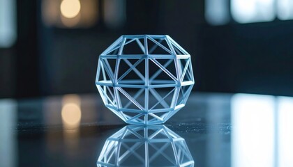 Aufkleber - Elegant Geometric Shape with Reflections on Dark Surface