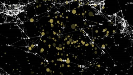 Poster - Upon loading network yellow nodes drifting outward then contracting while mesh pulsing showing data