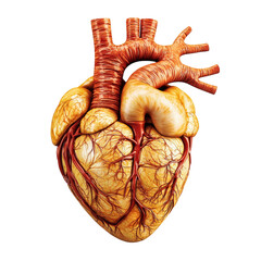 Poster - Anatomical heart illustration showing detailed structure and blood vessels, highlighting complexity and beauty of human circulatory system