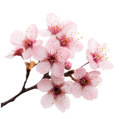 Aufkleber - Beautiful pink cherry blossoms with dew drops on petals, symbolizing spring and renewal. These delicate flowers showcase nature elegance and charm