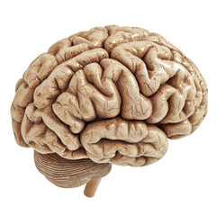 Poster - detailed anatomical model of human brain showcasing its intricate folds and structures, emphasizing complexity of organ. This representation highlights brain unique features and textures