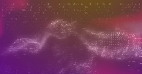 Poster - Gradient shifting into glowing mesh initiating binary wave flashing while visualizing data flow