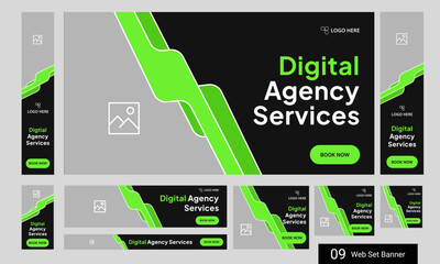 Wall Mural - Web bundle banner design for social media post, digital marketing agency web set banner design, fully customizable vector eps 10 file format