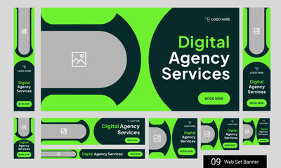 Wall Mural - Web bundle banner design for social media post, digital marketing agency web set banner design, fully customizable vector eps 10 file format