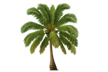 Poster - Photorealistic 3d rendering of coconut palm tree, isolated on transparent background, ideal for tropical design projects