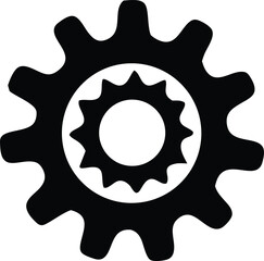 Poster - Abstract black and white gear icon with inner cogwheel design element