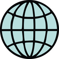 Poster - Simple cartoon globe illustration with bold lines and light blue fill