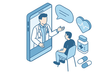 Poster - The concept of online telemedicine involves medical consultations and treatments through smartphone applications connected to internet clinics