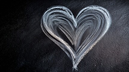 Leinwandbilder - Chalk Heart Drawing on a Textured Dark Background Showcasing Creative Expression