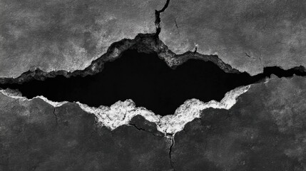 Poster - Crack in the Wall Revealing a Dark Void Behind It in an Old Building