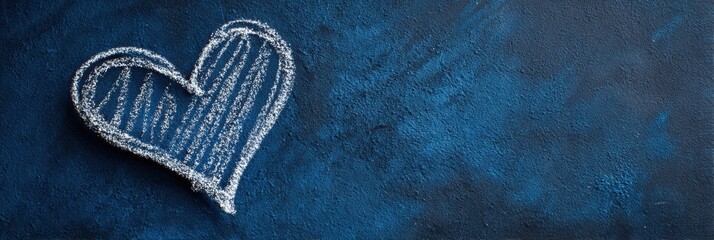 Poster - Chalk Lines Create a Heart Shape on a Textured Dark Background Adding a Touch of Artistry and Emotion to the Space