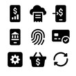 © Павел Озарчук - Digital Finance Icons. Solid, filled icons set of digital financial tools: budget app, cloud receipt, mobile