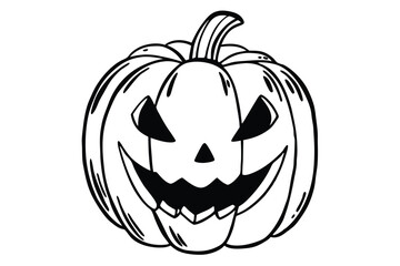 Poster - Winking jack o lantern line art clean stroke halloween design for print and web