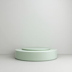 Poster - Minimalist Round Display Platform in Soft Green Color Background