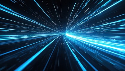Leinwandbilder - Futuristic speed lines move across dark space. Dynamic visual effect creates sense of high-speed motion, speed of light, energy flow. Modern tech illustration for digital design projects, wallpaper,