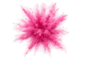 Poster - Pink powder exploding against a transparent background, creating a vibrant and dynamic burst of color, radiating energy and intensity