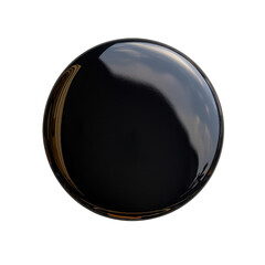 Poster - Shiny black sphere with reflective surface, showcasing smooth texture and subtle highlights. sphere appears to be floating against transparent