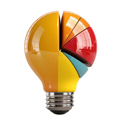 Poster - Colorful light bulb design representing creativity and innovation, featuring segments in yellow, orange, red, and blue