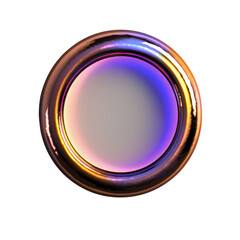 Poster - Circular, reflective object with smooth surface, displaying gradient of colors including purple and orange, creating modern and artistic