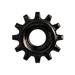Poster - Black gear with central hole and multiple teeth, showcasing mechanical design that symbolizes engineering and machinery