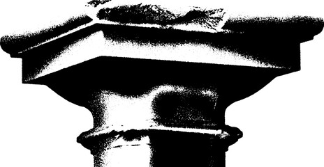 Poster - High contrast black and white pedestal with abstract elements