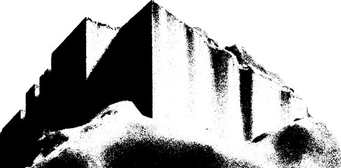 Aufkleber - High contrast black and white raw concrete façade panel with abstract geometric form