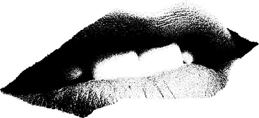 Poster - High contrast black and white close-up of lips with festival wristband concept