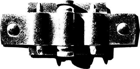 Aufkleber - High contrast black and white image of a rusted wrought iron hinge for design and decoration