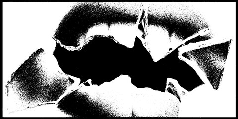 Poster - Abstract high contrast shattered glass scene in black and white