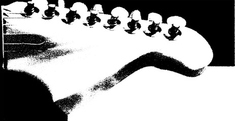 Poster - High contrast black and white guitar headstock design for music art