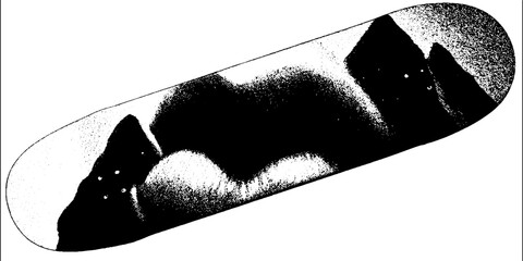 Poster - High contrast black and white abstract skateboard deck design