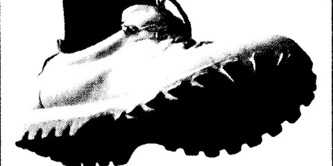 Poster - High contrast black and white abstract sneaker tread design for modern art projects