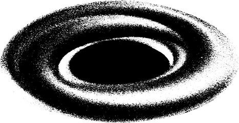 Poster - Spiraling dot matrix pattern in high contrast black and white design