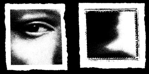 Poster - High contrast abstract art with square frame and monochrome design