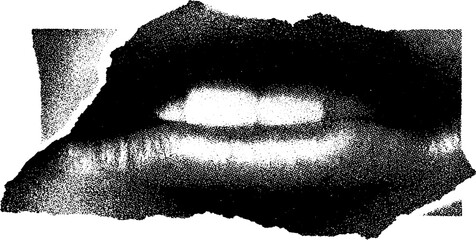 Poster - High contrast black and white abstract sticker design with textured edges