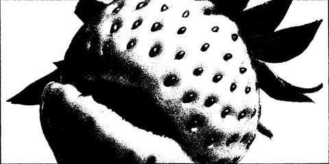 Poster - High contrast black and white strawberry abstract art for modern design