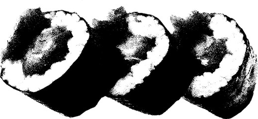 Poster - High contrast black and white abstract sushi roll art design