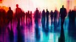 © Nutsananya - Crowd of Silhouettes in Colorful Light