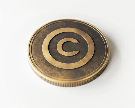 Bronze Coin with Letter Round Design on White Surface