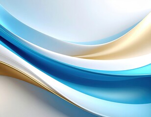 Poster - Flowing blue and gold abstract waves digital art modern design creative space artistic perspective visual harmony