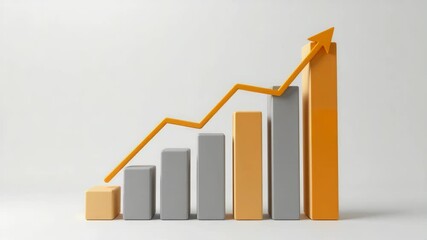 Poster - A 3D bar chart with an orange upward arrow indicating positive growth and increasing performance.