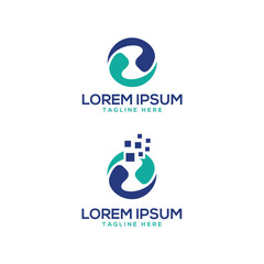 Fototapete - letter mark O modern logo design for technology pixel design