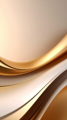 Poster - Elegant gold and white wave patterns abstract background digital art minimalist design smooth texture aesthetic appeal