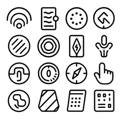 Poster - Abstract set of line icons with different shapes, representing technology, communication and interface design