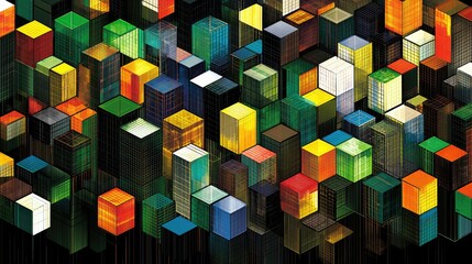 Poster - Dynamic urban landscape cityscape digital art modern environment aerial view abstract structures
