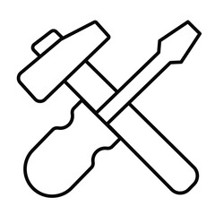Poster - Screwdriver and hammer thin line icon, repair service concept. Vector graphics. Repair tools sign on white background, style mobile or design.
