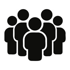 Poster - A group of stylized black figures standing together in a cluster forming a crowd illustration on transparent background