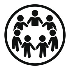Poster - Illustration of a circle of people holding hands inside a circle, symbolizing community unity and support on transparent background