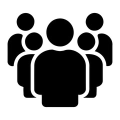 Poster - Illustration of a group of people represented by simple black silhouettes in a cluster formation on transparent background