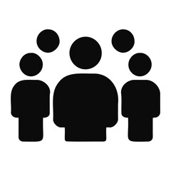 Poster - Illustration of a group of people with circles above their heads in a simple black and white design on transparent background